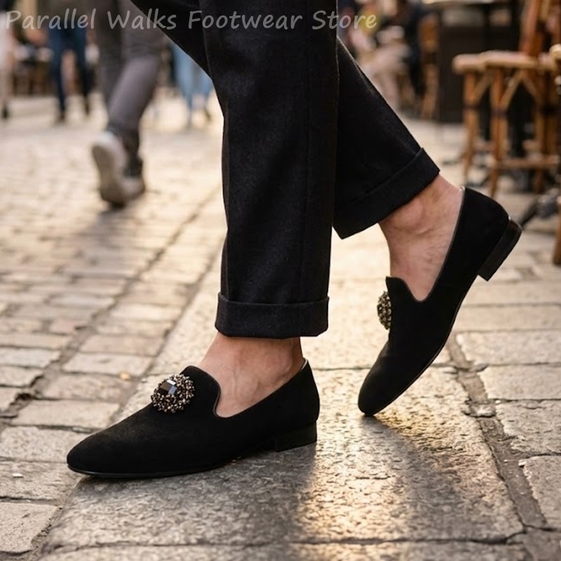Suede Loafers Men - أحذية رجالية من الجلد المدبوغ مزينة
