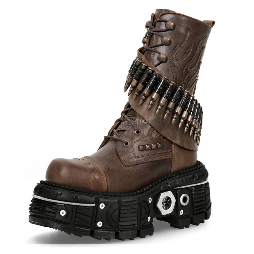 Mens Fashion Combat Boots - موضة جديدة سميكة وحيد برشام رصاصة
