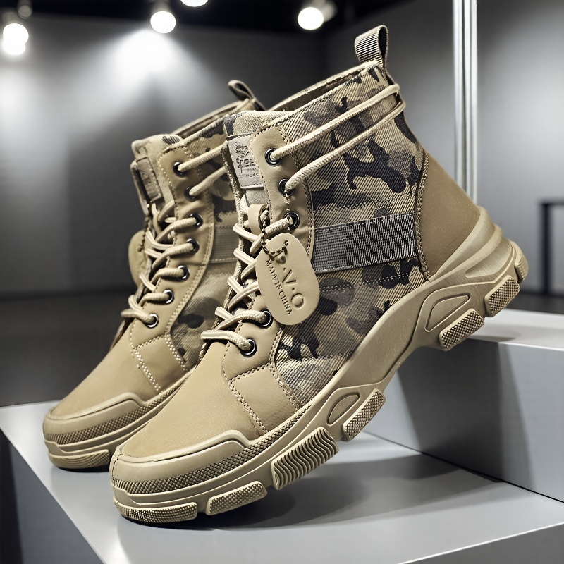 Mens Fashion Combat Boots - منتصف أعلى الدانتيل متابعة الرجال أحذية