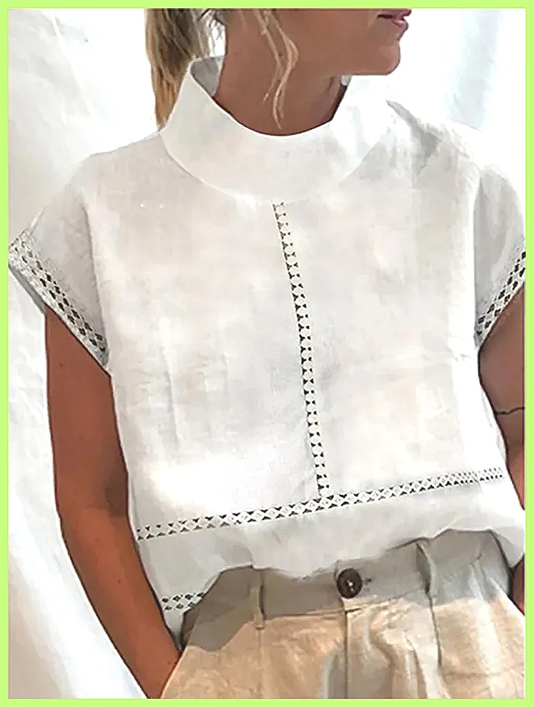 Linen Shirt Summer - قميص نسائي من القطن والكتان، بلوزة