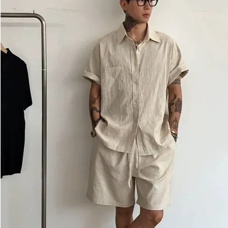 Linen Shirt Summer - طقم رجالي من قطعتين من الكتان