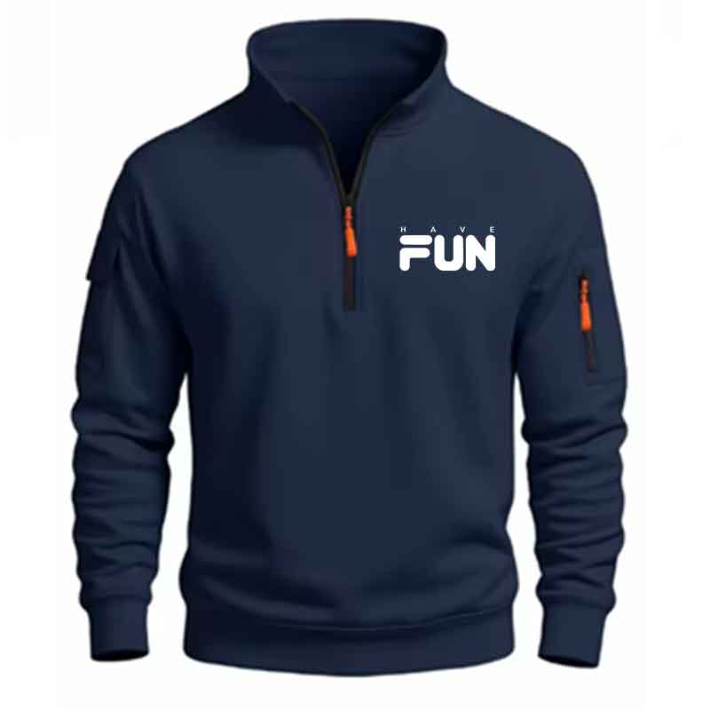 Mens Fashion Quarter Zip - سترة رجالية بسحاب ربعي، تصميم بسيط