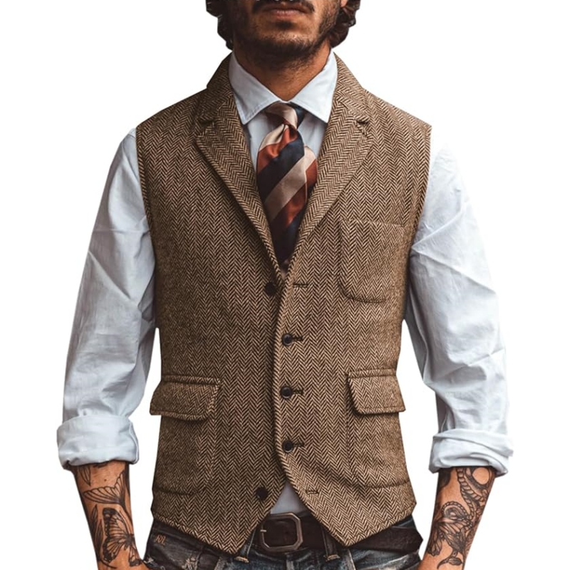 Formal Waistcoat Vest - صدرية رجالية جديدة بياقة على شكل