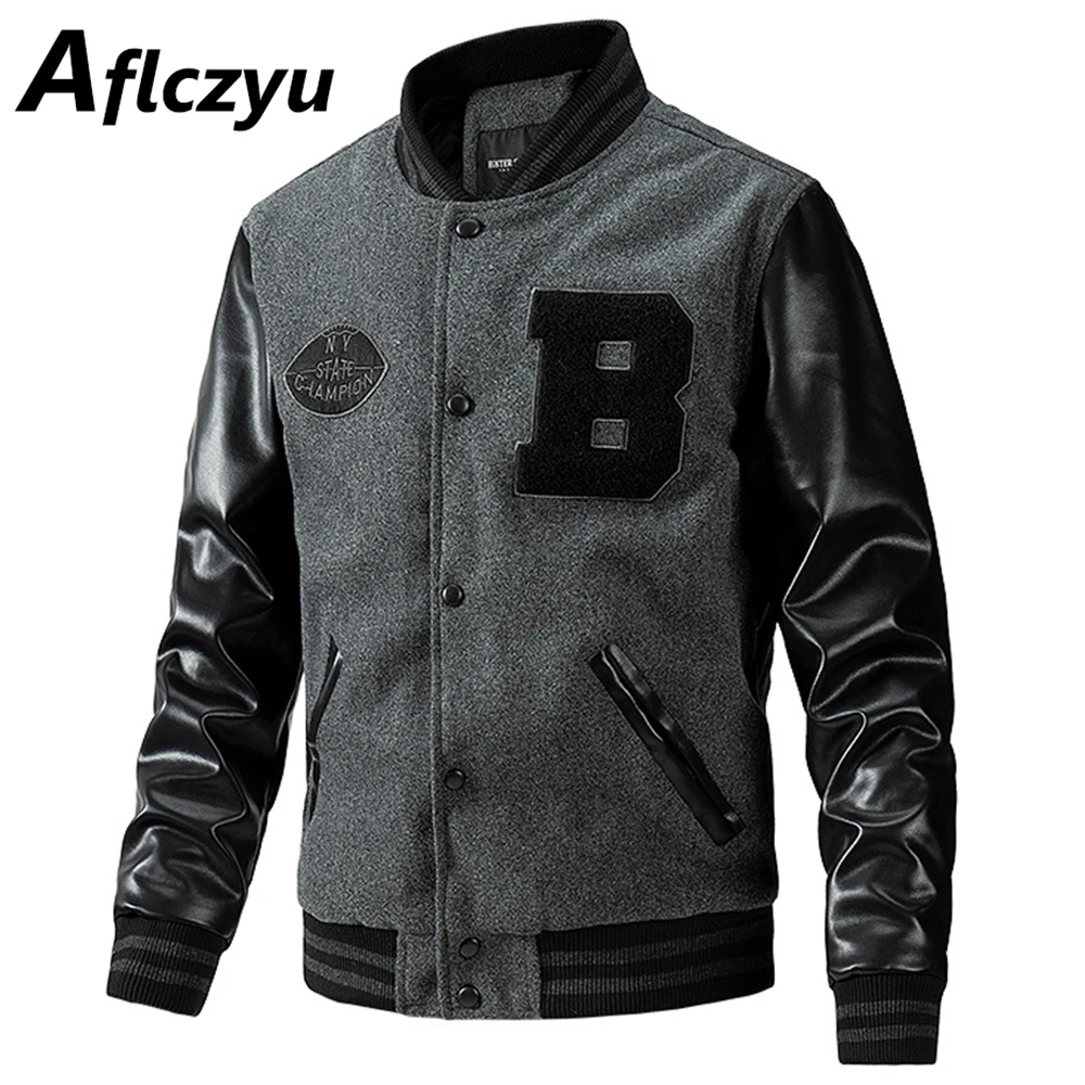 Varsity Jacket Letterman - سترة اسكواش الرجال بولي كم كم