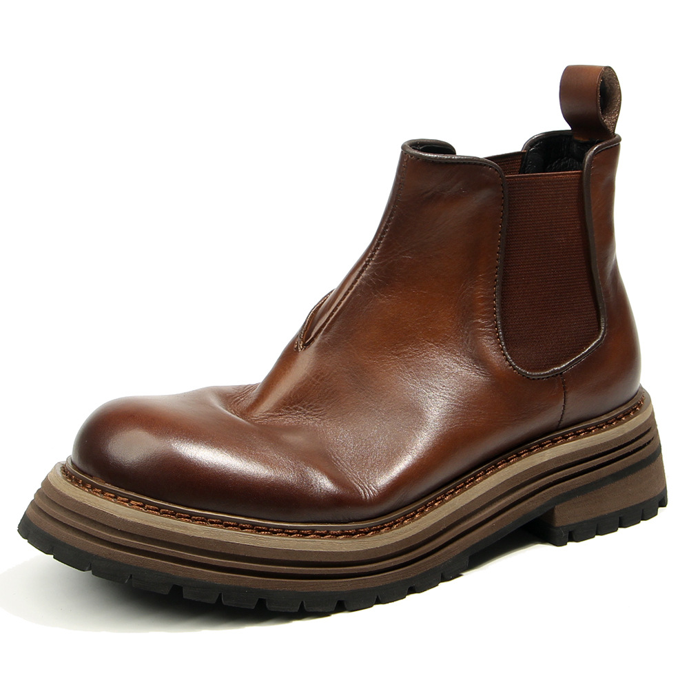 Mens Fashion Combat Boots - أحذية تشيلسي الرجالية الأنيقة من الجلد