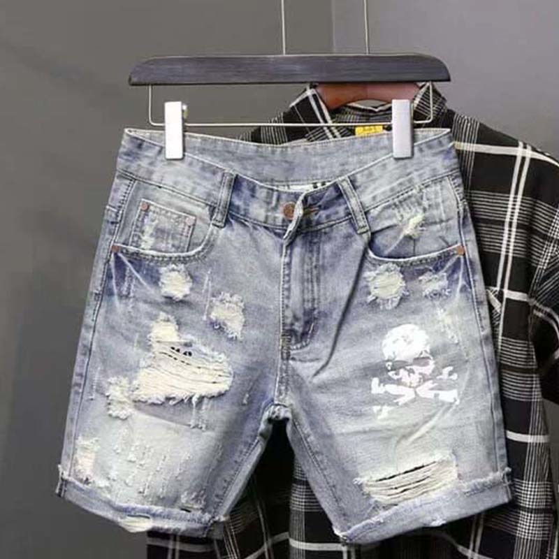 Jeans Pants Fashion Men - بنطلون جينز رجالي صيفي قصير ممزق