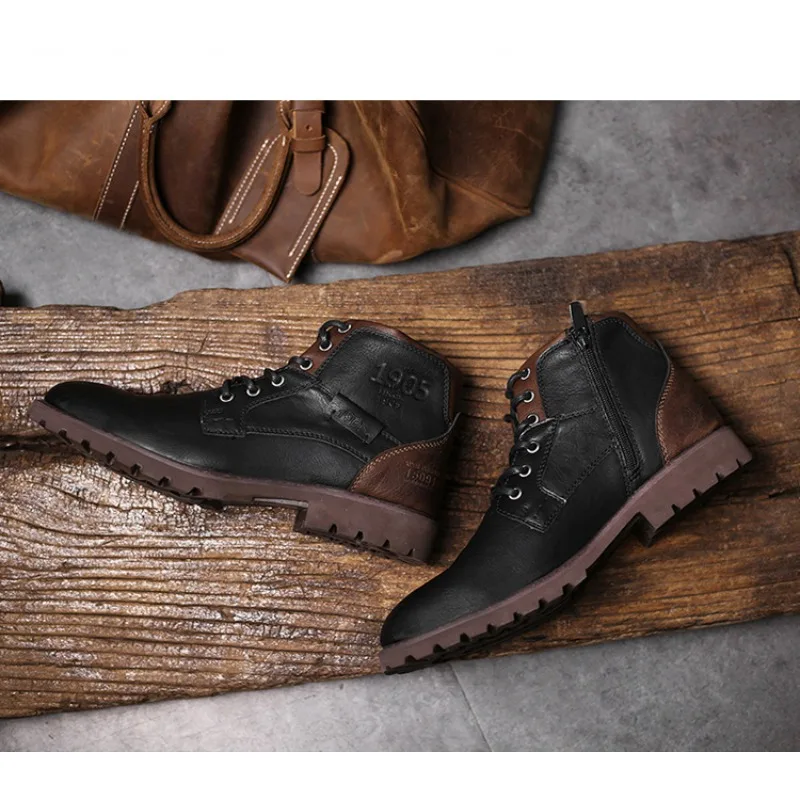 جلد الرجال حذاء من الجلد حجم ك - مراجعة Mens Fashion Combat Boots وسعره