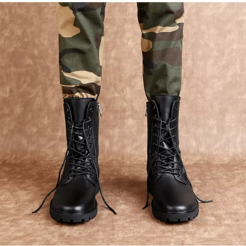 أحذية قتالية رجالية من الجلد ت - مراجعة Mens Fashion Combat Boots وسعره