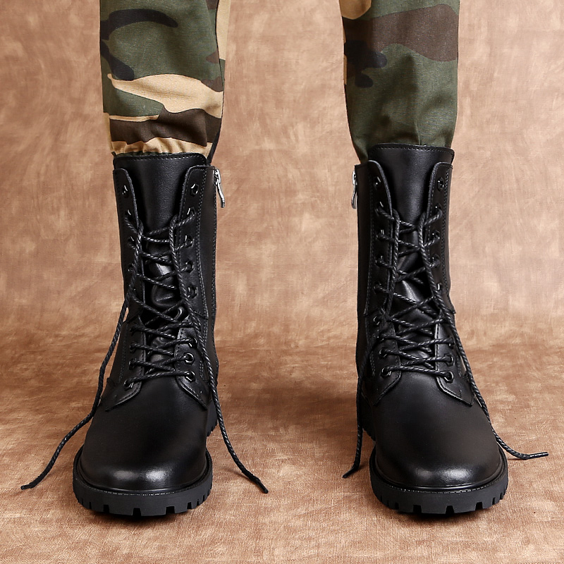 أحذية قتالية رجالية من الجلد ت - مراجعة Mens Fashion Combat Boots وسعره