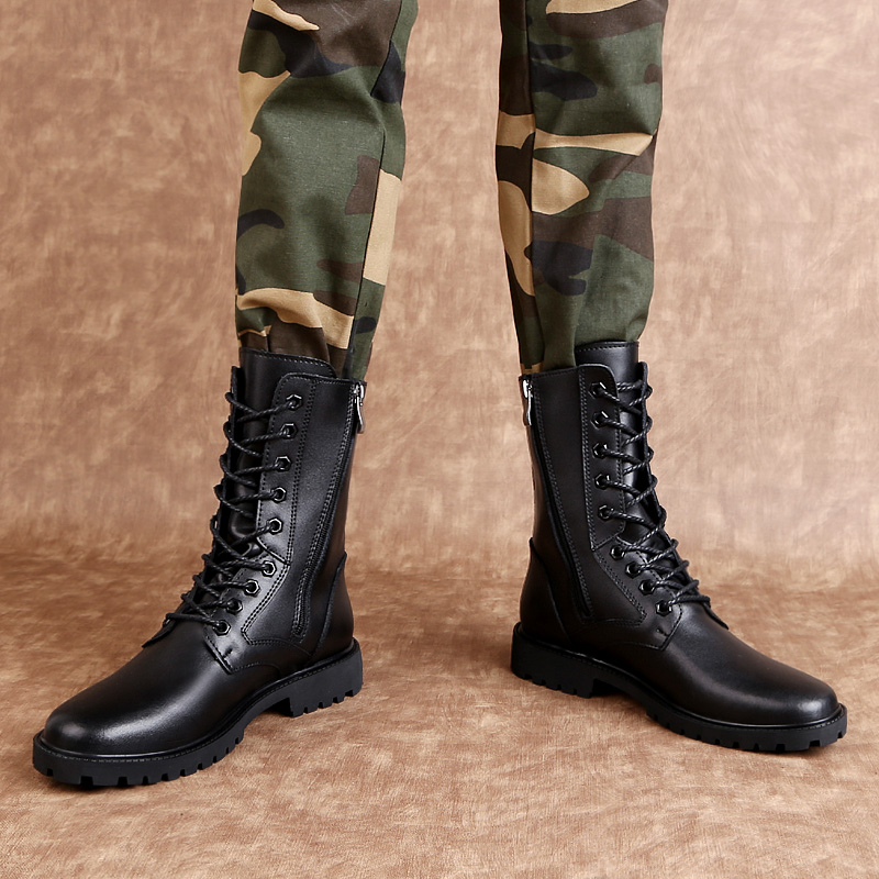 أحذية قتالية رجالية من الجلد ت - مراجعة Mens Fashion Combat Boots وسعره