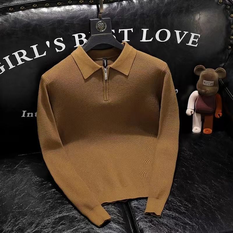 قميص بولو محبوك بتصميم سحاب أن - مراجعة Men'S Fashion Zip Sweater وسعره