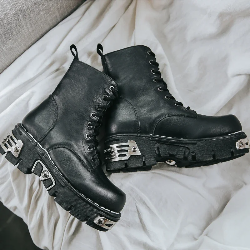 أحذية رجالية جديدة من الجلد ال - مراجعة Mens Fashion Combat Boots وسعره