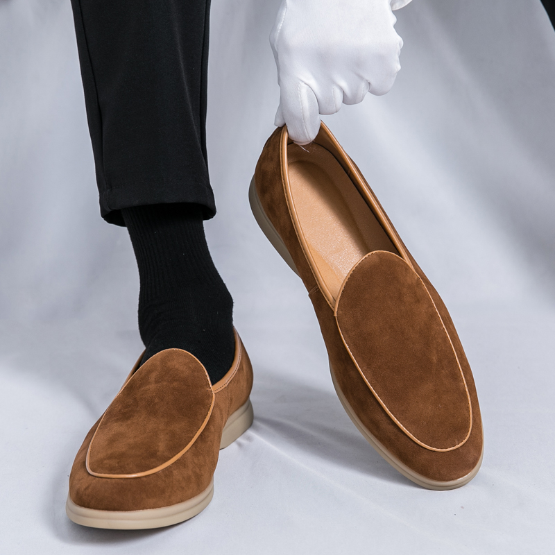 أزياء الرجال الفاخرة العلامة ا - مراجعة Suede Loafers Men وسعره