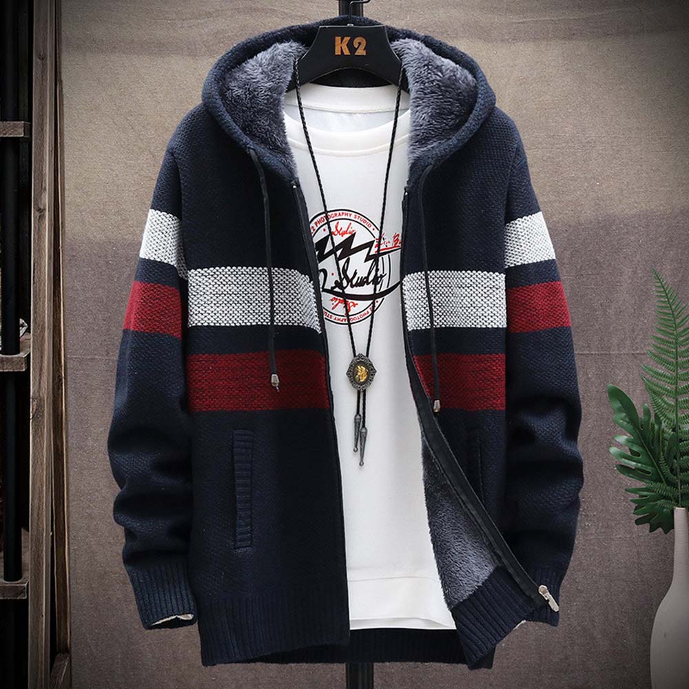 الرجال سترة مقلمة معطف سميكة ا - مراجعة Men'S Fashion Zip Sweater وسعره