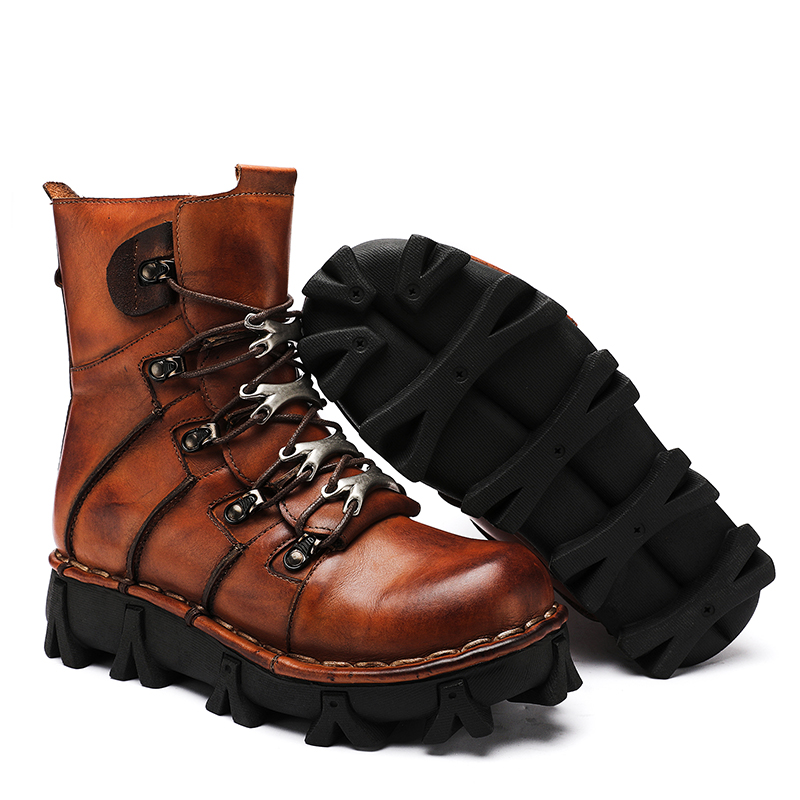 أحذية رجالية عصرية من جلد البق - مراجعة Mens Fashion Combat Boots وسعره