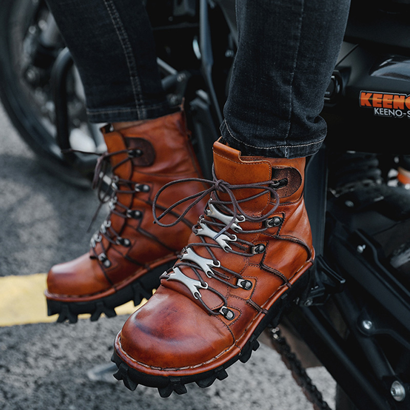 أحذية رجالية عصرية من جلد البق - مراجعة Mens Fashion Combat Boots وسعره