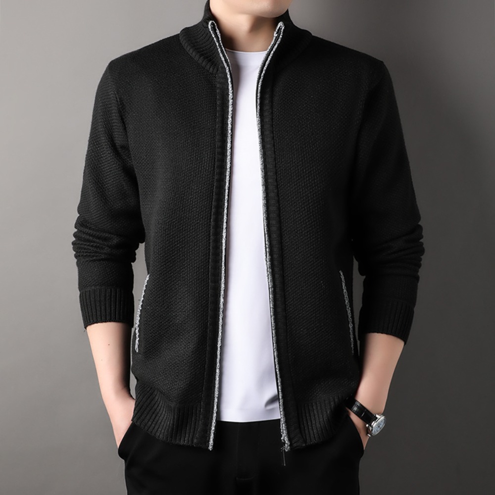 سترة رجالية منسوجة بياقة قائمة - مراجعة Men'S Fashion Zip Sweater وسعره