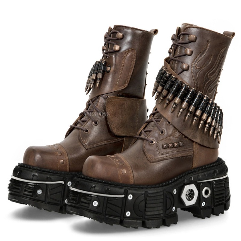 موضة جديدة سميكة وحيد برشام رص - مراجعة Mens Fashion Combat Boots وسعره