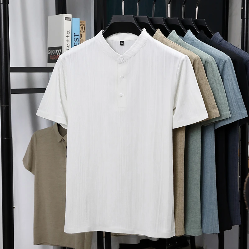 قمصان رجالية بياقة ماندارين وأ - مراجعة Linen Shirt Summer وسعره