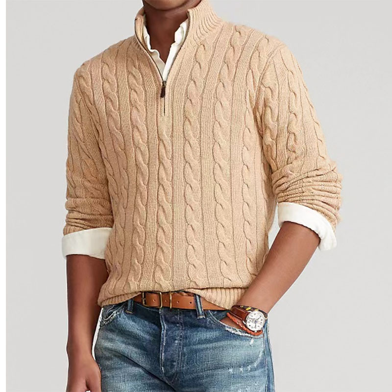 سترة محبوكة برقبة وهمية للرجال - مراجعة Men'S Fashion Zip Sweater وسعره