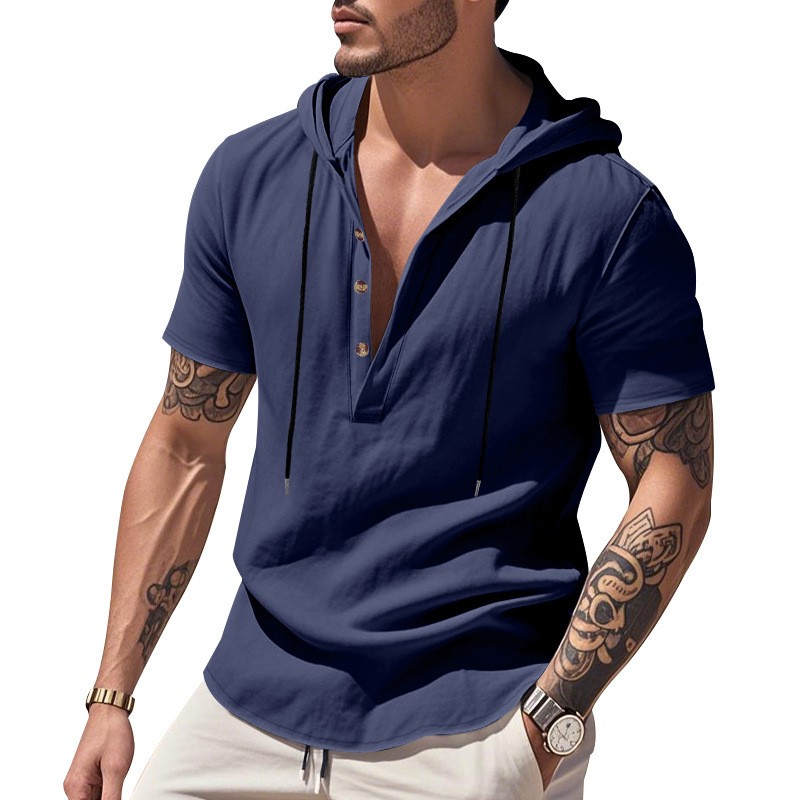 قميص كتان كاجوال أزرق فاتح، تي - مراجعة Linen Shirt Summer وسعره