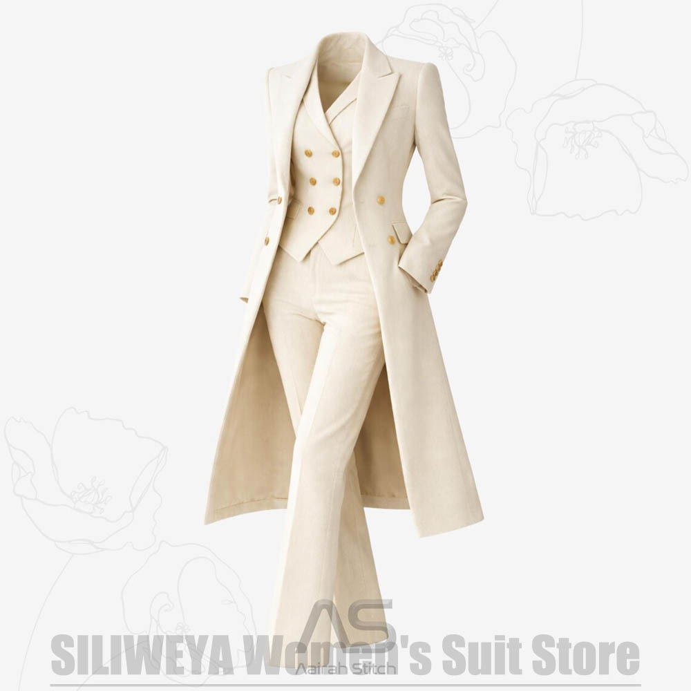 بدلة نسائية من 3 قطع معطف طويل - مراجعة Formal Waistcoat Vest وسعره