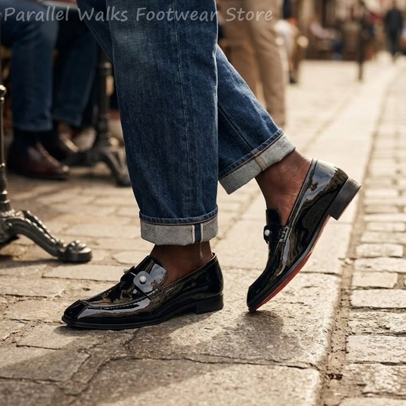 أحذية رجالية سوداء لامعة من ال - مراجعة Suede Loafers Men وسعره