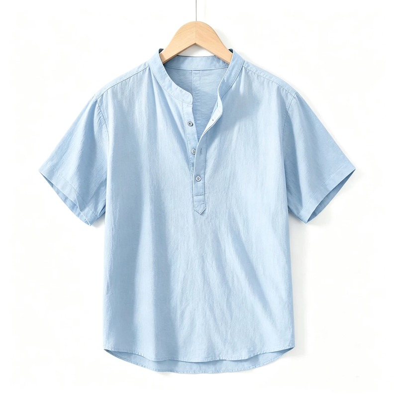 قميص رجالي قطني كتان بأكمام قص - مراجعة Linen Shirt Summer وسعره