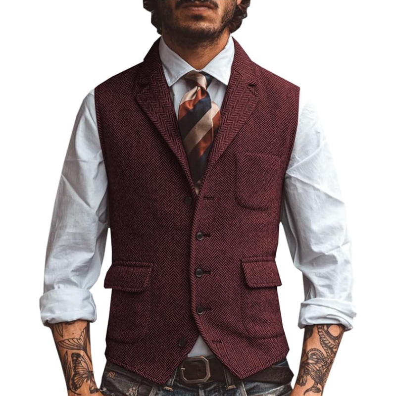صدرية رجالية جديدة بياقة على ش - مراجعة Formal Waistcoat Vest وسعره