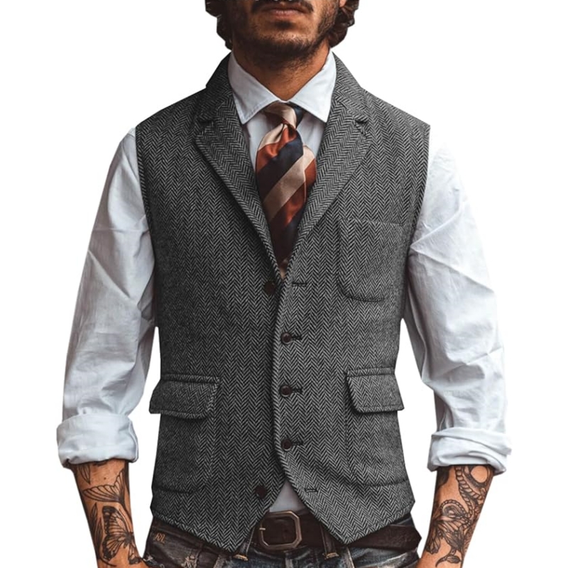 صدرية رجالية جديدة بياقة على ش - مراجعة Formal Waistcoat Vest وسعره