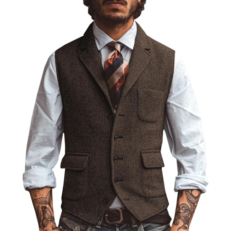 صدرية رجالية جديدة بياقة على ش - مراجعة Formal Waistcoat Vest وسعره