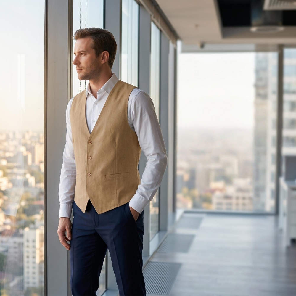 صدرية رجالية من الكتان بياقة ع - مراجعة Formal Waistcoat Vest وسعره