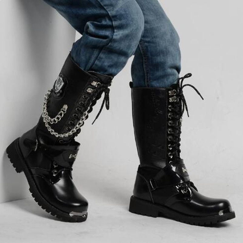 أحذية رجالية عصرية للدراجات ال - مراجعة Mens Fashion Combat Boots وسعره