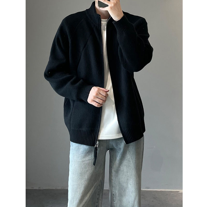 موضة الوقوف طوق زمم بلون رجالي - مراجعة Men'S Fashion Zip Sweater وسعره