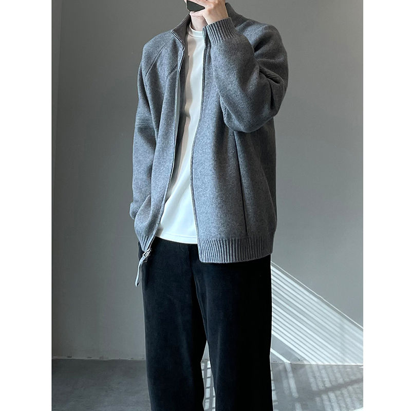 موضة الوقوف طوق زمم بلون رجالي - مراجعة Men'S Fashion Zip Sweater وسعره