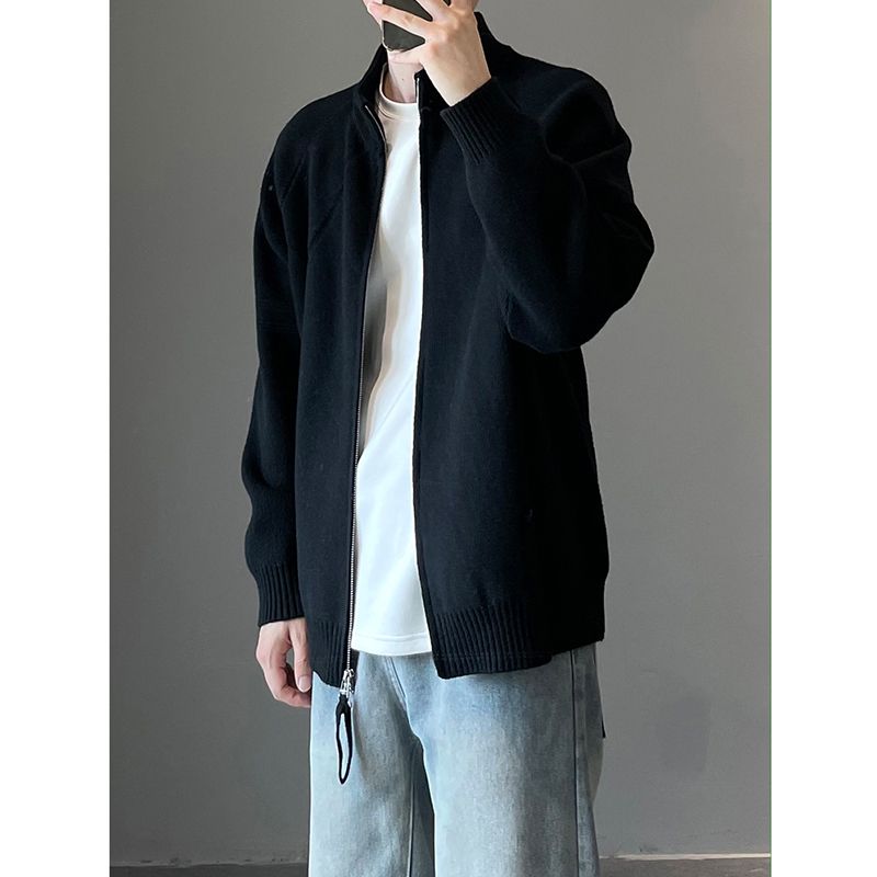 موضة الوقوف طوق زمم بلون رجالي - مراجعة Men'S Fashion Zip Sweater وسعره