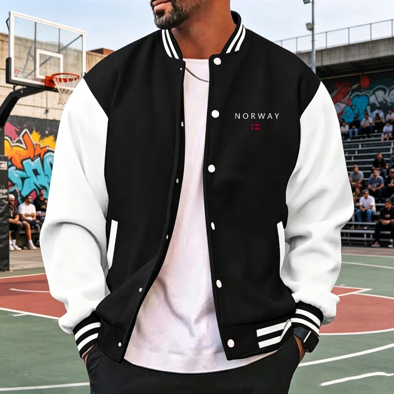 جاكيت رياضي للرجال بلونين أحمر - مراجعة Varsity Jacket Letterman وسعره