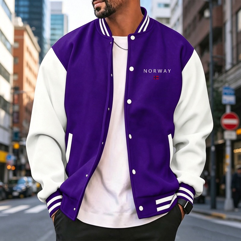 جاكيت رياضي للرجال بلونين أحمر - مراجعة Varsity Jacket Letterman وسعره