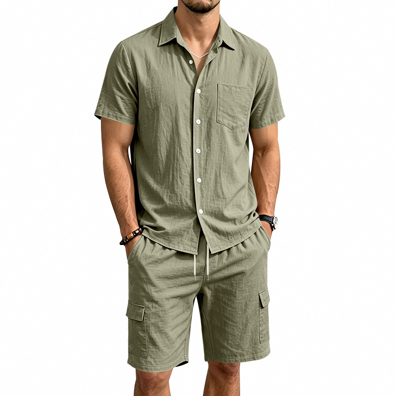 طقم صيفي أمريكي للرجال من قطعت - مراجعة Linen Shirt Summer وسعره