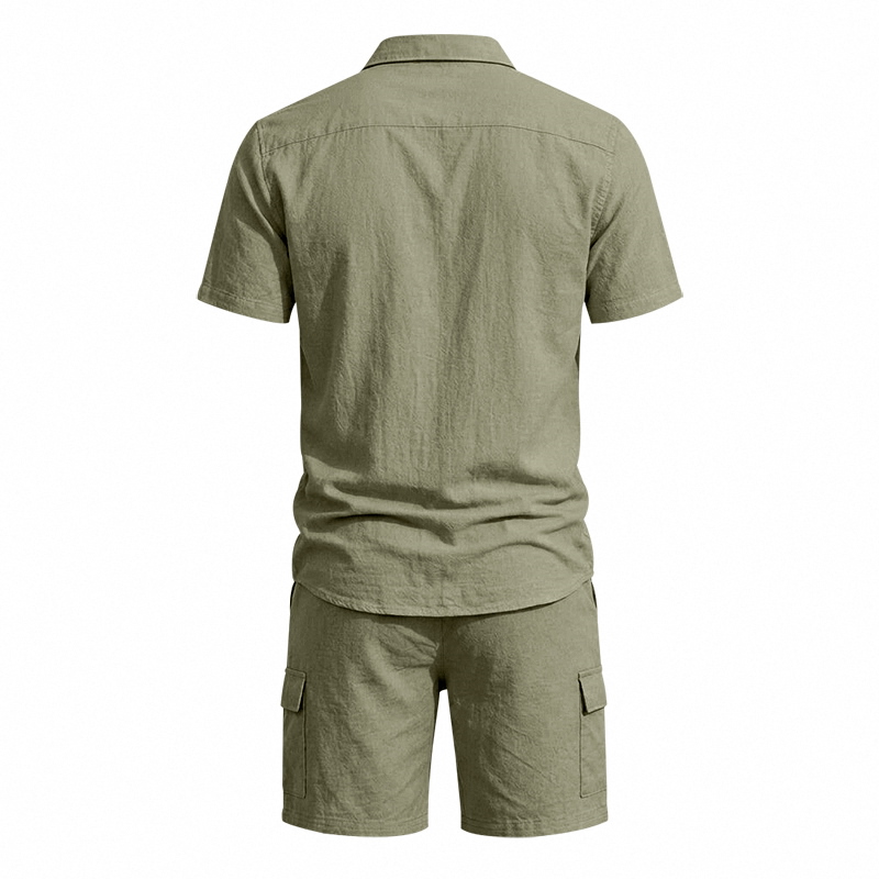 طقم صيفي أمريكي للرجال من قطعت - مراجعة Linen Shirt Summer وسعره