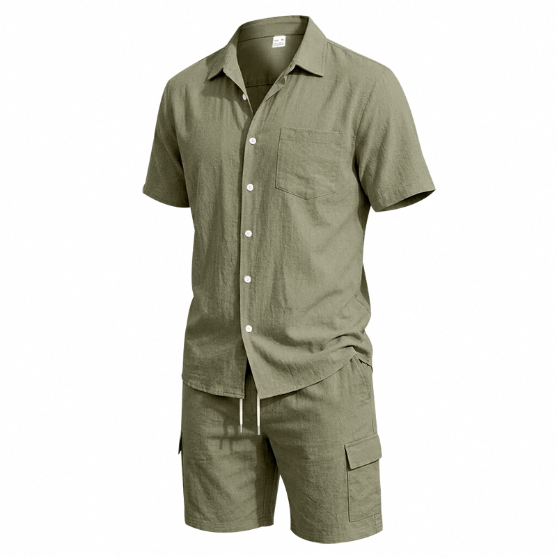 طقم صيفي أمريكي للرجال من قطعت - مراجعة Linen Shirt Summer وسعره